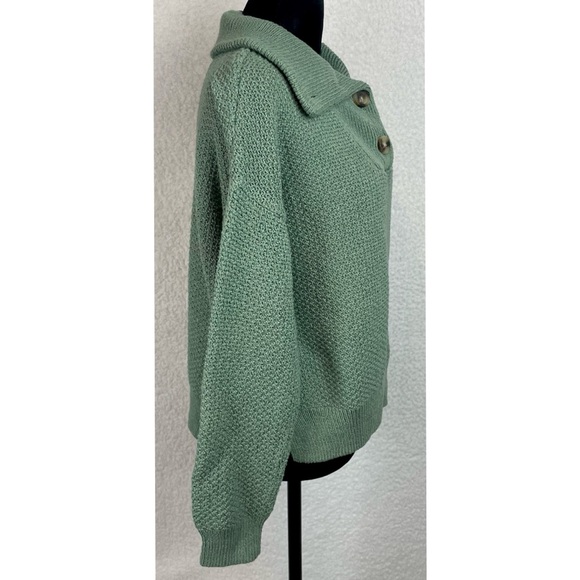 MADEWELL • Green Canby Button Mockneck Knit Sweater, M - Picture 11 of 16